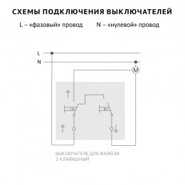 Кнопочный выключатель для жалюзи Vilma SP300, 2-клавишный, без рамки